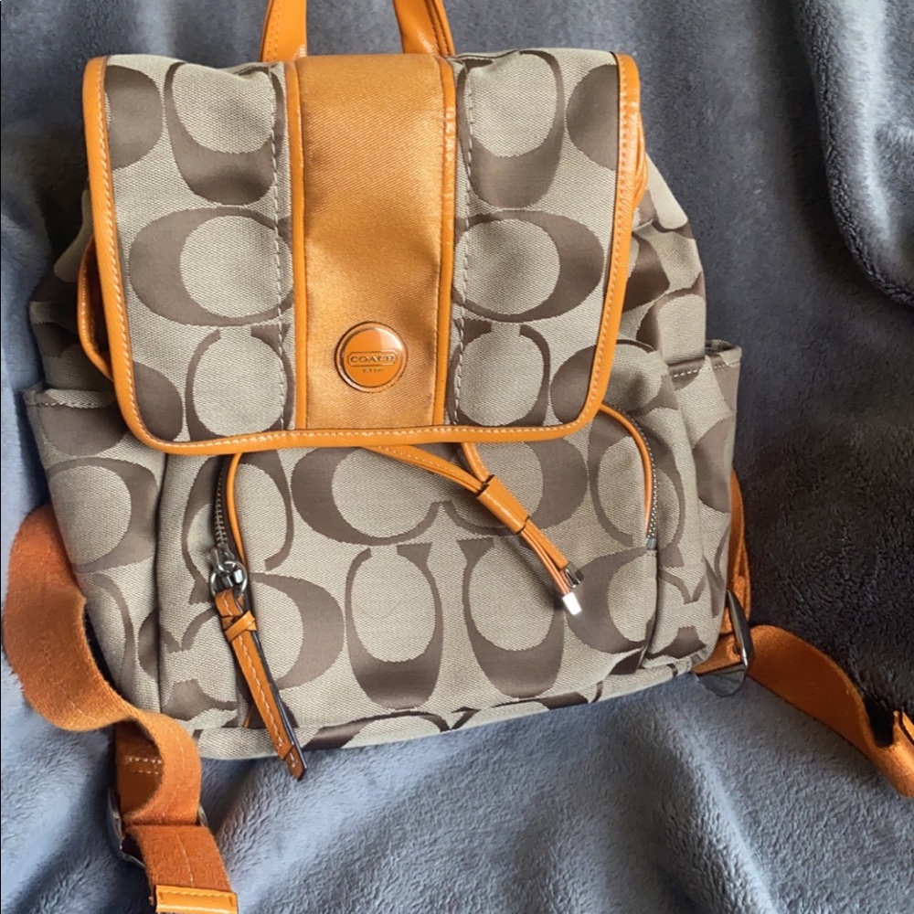 Coach Signature Stripped book bag purse